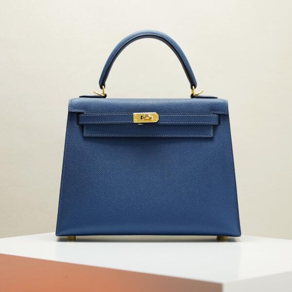 【エルメス HERMES】ケリー25 トゴ  ディープブルー ゴールド金具 （100％手縫）